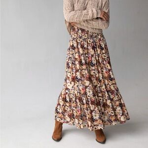 Natural Life Floral Print Convertible Maxi Skirt / Spaghetti Strap Dress Small
